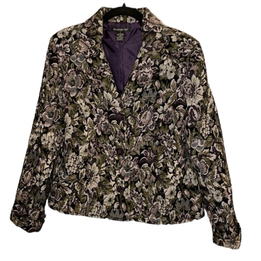 Moonlight Bay Floral Tapestry Blazer Sz L